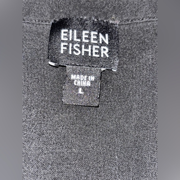 Eileen Fisher Silk Georgette Crepe Classic Collared Shirt L Capsule Closet Relax - Picture 3 of 8